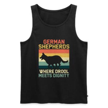 German Shepherds Where Drool Meets Dignity - Men's Premium Organic Tank Top - black - Front - AI Model Male 178 light (178cm)