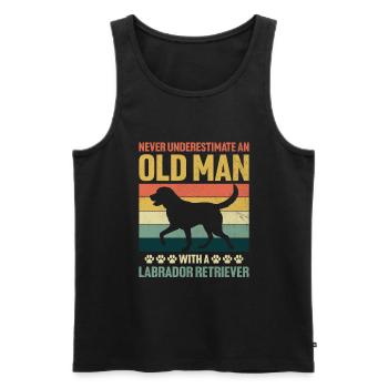 Unterschätzen Sie niemals einen alten Mann mit einem Labrador Ret - Männer Premium Bio Tank Top - Schwarz - Vorne - Michal (187cm)