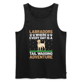 Labradors Where Every Day Is A Tail Wagging Advent - Men's Premium Organic Tank Top - black - Front - AI Model Male 178 light (178cm)