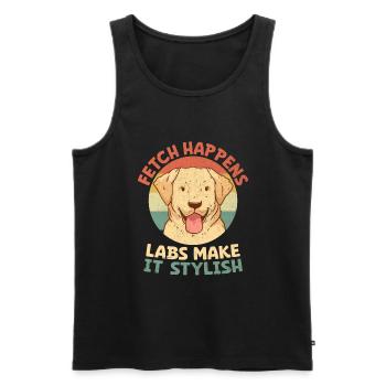 Fetch Happens Labs Make It Stylish Labrador Retrie - Men's Premium Organic Tank Top - black - Front - AI Model Male 178 light (178cm)