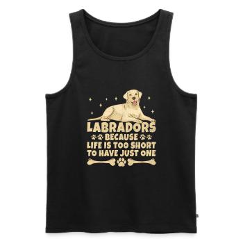 Labradors Parce que la vie est trop courte pour avoir juste O - Débardeur bio Premium Homme - noir - Devant - Michal (187cm)