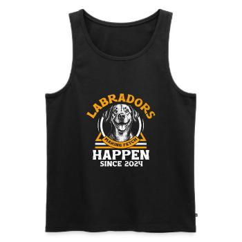 Labradors Making Fetch Happens Since 2024 Labrador - Men's Premium Organic Tank Top - black - Front - AI Model Male 178 light (178cm)