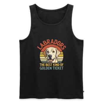 Labradore: Die beste Art von Golden Ticket Labrador - Männer Premium Bio Tank Top - Schwarz - Vorne - Michal (187cm)