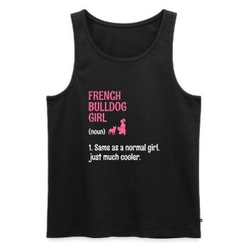 Bouledogue français fille identique à une fille normale juste Muc - Débardeur bio Premium Homme - noir - Devant - Michal (187cm)