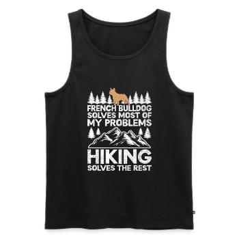French Bulldog Solves Most Of My Problems Hiking H - Men's Premium Organic Tank Top - black - Front - AI Model Male 178 light (178cm)