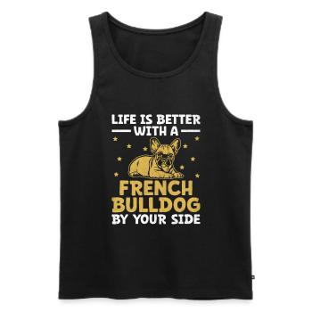 Life Is Better With A French Bulldog By Your Side - Men's Premium Organic Tank Top - black - Front - AI Model Male 178 light (178cm)
