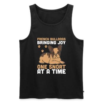 French Bulldogs Bringing Joy One Snort At A Time F - Men's Premium Organic Tank Top - black - Front - AI Model Male 178 light (178cm)