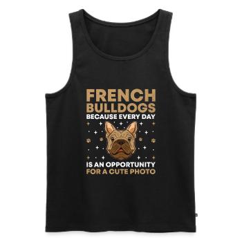 Bouledogues Français Parce que chaque jour est une opportunité - Débardeur bio Premium Homme - noir - Devant - Michal (187cm)