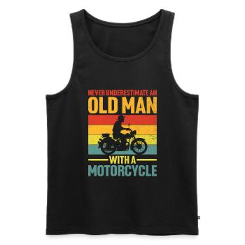 Unterschätzen Sie niemals einen alten Mann mit einem Motorrad B - Männer Premium Bio Tank Top - Schwarz - Vorne - Michal (187cm)