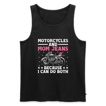 Des motos et des jeans de maman parce que je peux faire les deux - Débardeur bio Premium Homme - noir - Devant - Michal (187cm)