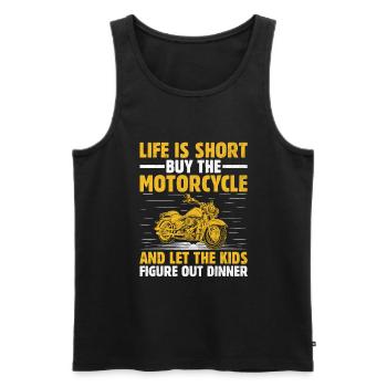 Life Is Short But The Motorcycle And Let The Kids - Men's Premium Organic Tank Top - black - Front - Michal (187cm)