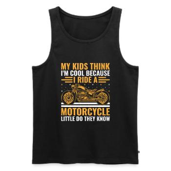 Meine Kinder denken, dass ich cool bin, weil ich Motorrad fahre - Männer Premium Bio Tank Top - Schwarz - Vorne - Michal (187cm)