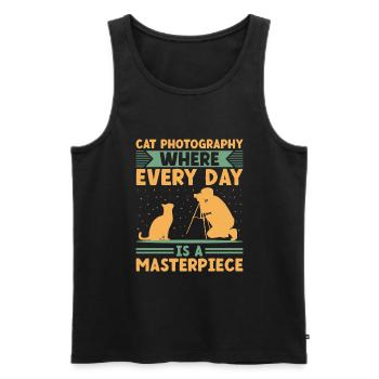 Chat Photographes Chat Amoureux Des Chats Photo - Débardeur bio Premium Homme - noir - Devant - Michal (187cm)