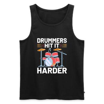 Drummers Hit It Harder Drummer Drum Drumming - Männer Premium Bio Tank Top - Schwarz - Vorne - Michal (187cm)