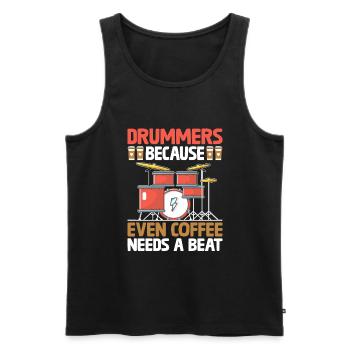 Drummers Because Even Coffee Needs A Beat Drummer - Men's Premium Organic Tank Top - black - Front - AI Model Male 178 light (178cm)