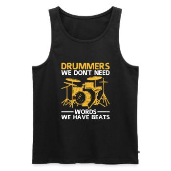 Batteurs Nous n’avons pas besoin de mots Nous avons des battements Drummin - Débardeur bio Premium Homme - noir - Devant - AI Model Male 178 light (178cm)