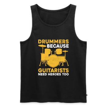 Schlagzeuger, weil Gitarristen auch Helden brauchen Schlagzeuger - Männer Premium Bio Tank Top - Schwarz - Vorne - Michal (187cm)