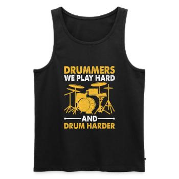 Drummer Wir spielen hart und trommeln härter Drum Drummin - Männer Premium Bio Tank Top - Schwarz - Vorne - Michal (187cm)