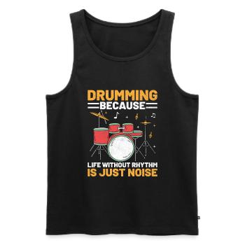 Tambouriner parce que la vie sans rythme n’est que bruit - Débardeur bio Premium Homme - noir - Devant - Michal (187cm)