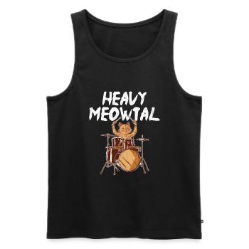 Heavy Meowtal tambour tambour batteur amoureux des chats - Débardeur bio Premium Homme - noir - Devant - Michal (187cm)