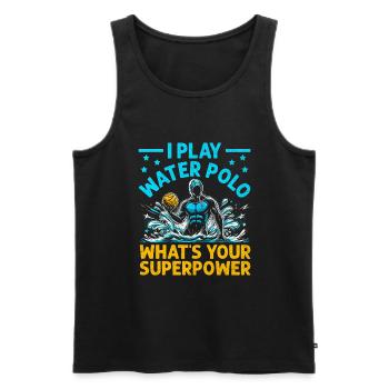 Ich spiele Wasserball Was ist deine Superkraft Aquatic P - Männer Premium Bio Tank Top - Schwarz - Vorne - Michal (187cm)