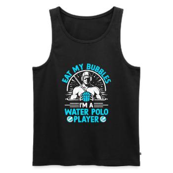 Mange mes bulles Je suis un joueur de water-polo Pol aquatique - Débardeur bio Premium Homme - noir - Devant - AI Model Male 178 light (178cm)