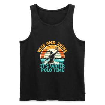 Rise And Shine It's Water Polo Time Aquatic Polo P - Men's Premium Organic Tank Top - black - Front - AI Model Male 178 light (178cm)