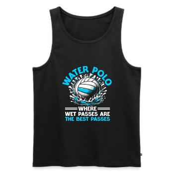 Wasserball, wo nasse Pässe die besten Pässe sind - Männer Premium Bio Tank Top - Schwarz - Vorne - AI Model Male 178 light (178cm)
