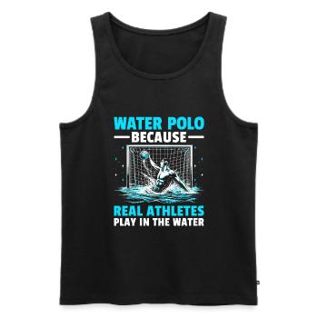 Le water-polo parce que les vrais athlètes jouent dans l’eau - Débardeur bio Premium Homme - noir - Devant - Michal (187cm)