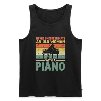 Never Underestimate An Old Woman With A Piano Pian - Men's Premium Organic Tank Top - black - Front - Michal (187cm)