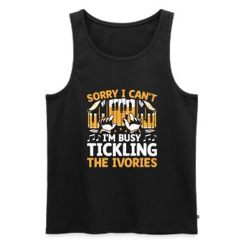 Sorry I Can't I'm Busy Tickling The Ivories Piano - Men's Premium Organic Tank Top - black - Front - AI Model Male 178 light (178cm)