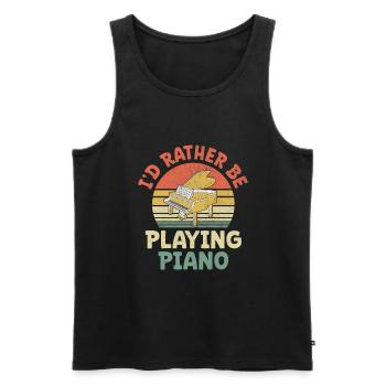 I'd Rather Be Playing Piano Pianist Keyboardist Pi - Men's Premium Organic Tank Top - black - Front - Michal (187cm)