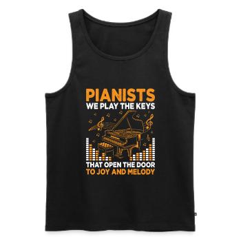Pianistes Nous jouons Les touches qui ouvrent la porte Piano - Débardeur bio Premium Homme - noir - Devant - Michal (187cm)