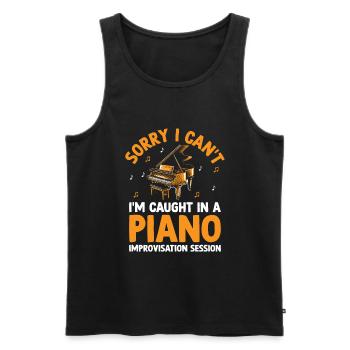 Désolé, je ne peux pas, je suis pris dans une improvisation au piano - Débardeur bio Premium Homme - noir - Devant - AI Model Male 178 light (178cm)