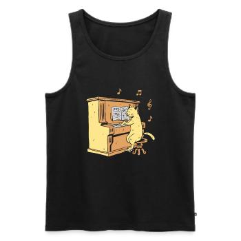 Cat Piano Keys Keyboard Pianist Keyboardist Pianis - Men's Premium Organic Tank Top - black - Front - AI Model Male 178 light (178cm)