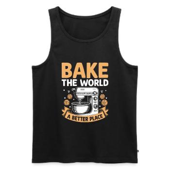 Cuire le monde A Better Place Boulanger Pâtisserie Pâtisserie - Débardeur bio Premium Homme - noir - Devant - Michal (187cm)
