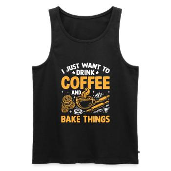 Je veux juste boire du café et faire cuire des choses en cuisinant - Débardeur bio Premium Homme - noir - Devant - Michal (187cm)