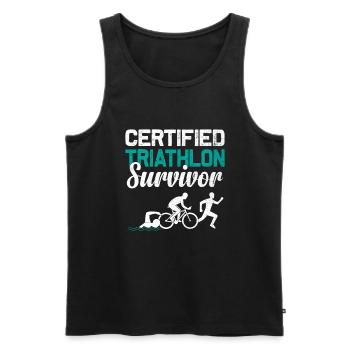 Zertifizierter Triathlon Survivor Swim Bike Run Triathl - Männer Premium Bio Tank Top - Schwarz - Vorne - Michal (187cm)
