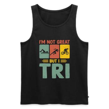 Ich bin nicht großartig, aber ich Tri Triathlon Schwimmen Rad Laufen Tr - Männer Premium Bio Tank Top - Schwarz - Vorne - Michal (187cm)