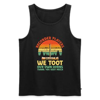 Blockflötenspieler Wir blasen unsere eigenen Hörner Danke v - Männer Premium Bio Tank Top - Schwarz - Vorne - Michal (187cm)