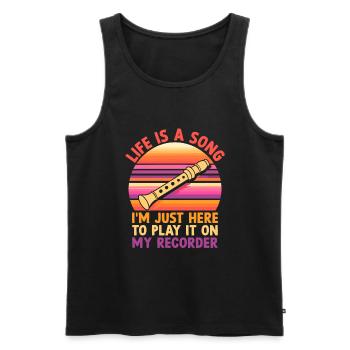 Life Is A Song I'm Just Here To Play It On My Reco - Men's Premium Organic Tank Top - black - Front - Michal (187cm)