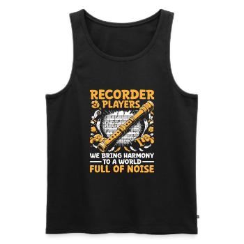 Recorder Players We Bring Harmony To A World Full - Men's Premium Organic Tank Top - black - Front - AI Model Male 178 light (178cm)