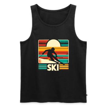 Retro Skiing Skier Ski Winter Sports Skis - Men's Premium Organic Tank Top - black - Front - Michal (187cm)