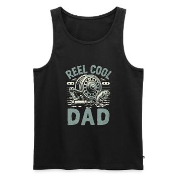 Moulinet Cool Papa Pêche à l’achigan Pêcheur Père Pêcheur - Débardeur bio Premium Homme - noir - Devant - Michal (187cm)