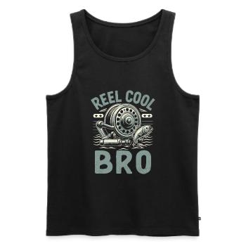 Reel Cool Bro Fishing Angler Fisherman Brother Ang - Men's Premium Organic Tank Top - black - Front - AI Model Male 178 light (178cm)