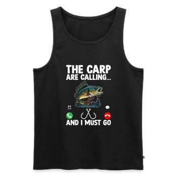 Die Karpfen rufen und ich muss angeln gehen Fisherm - Männer Premium Bio Tank Top - Schwarz - Vorne - Michal (187cm)