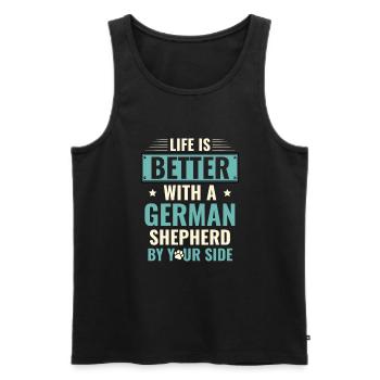 Das Leben ist besser mit einem Deutschen Schäferhund an Ihrer Seite - Männer Premium Bio Tank Top - Schwarz - Vorne - Michal (187cm)