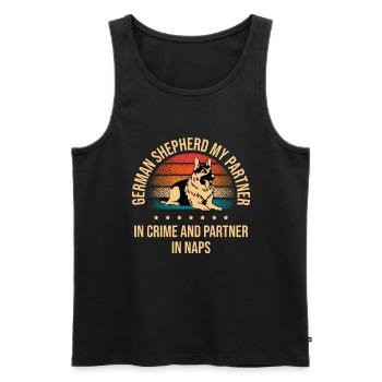 Deutscher Schäferhund Mein Partner In Crime Und Partner In Meinem Partner - Männer Premium Bio Tank Top - Schwarz - Vorne - AI Model Male 178 light (178cm)
