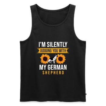I'm Silently Judging You With My German Shepherd G - Men's Premium Organic Tank Top - black - Front - Michal (187cm)