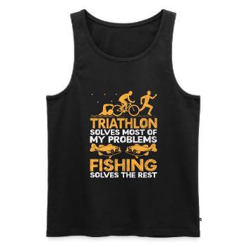 Triathlon Solves Most Of My Problems Fishing Solve - Men's Premium Organic Tank Top - black - Front - AI Model Male 178 light (178cm)